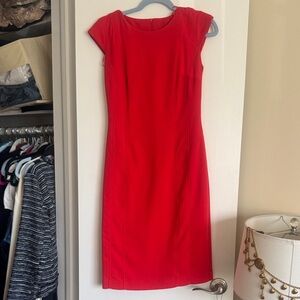 Mario Serrano Red Seamed Cap Sleeve Sheath Dress